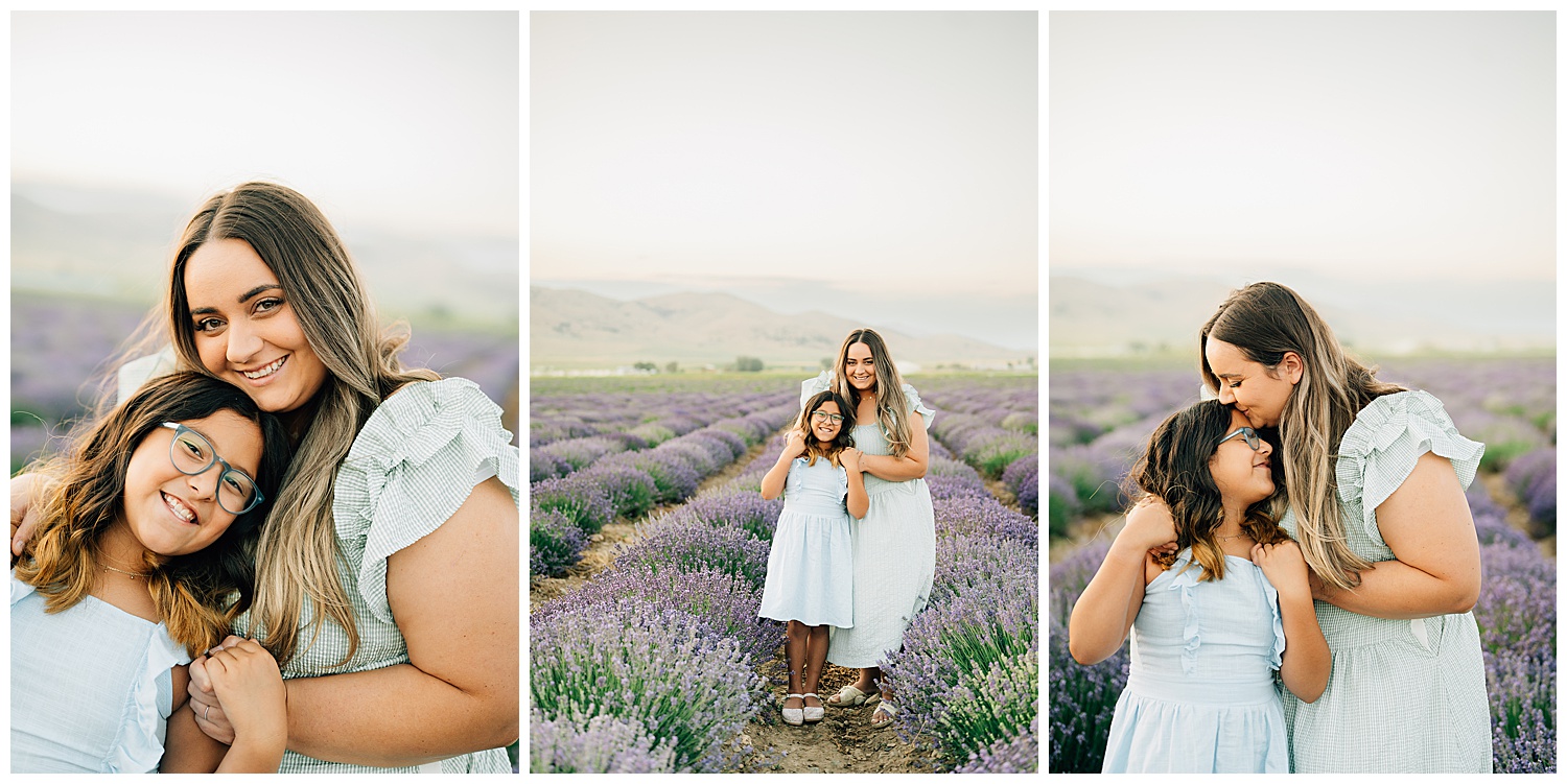 Mom and child pictures at lavender fields. 