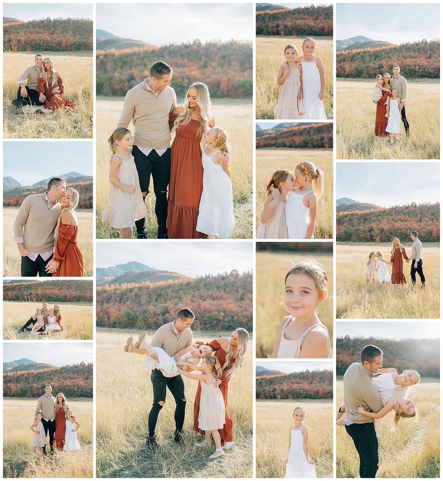 A collage of fall family pictures. 